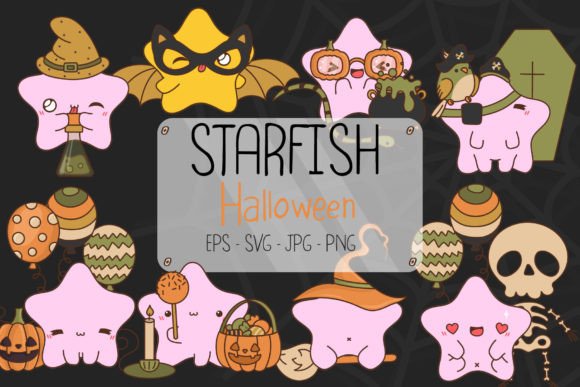 Adorable Spookiness: Set Halloween Starfish for Creative Projects