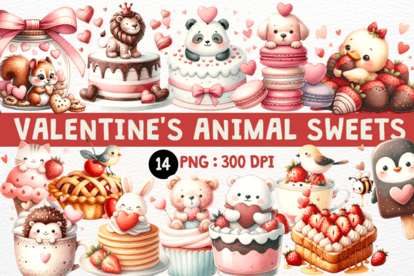 Bring Charm to Your Projects with Valentine's Animal Sweets Cliparts