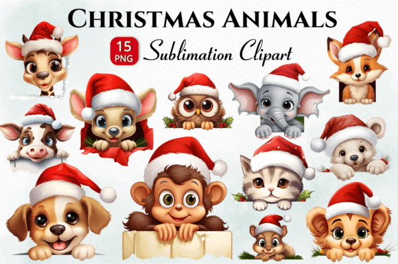 Christmas Animal Peeking Sublimation: A Playful Design Asset