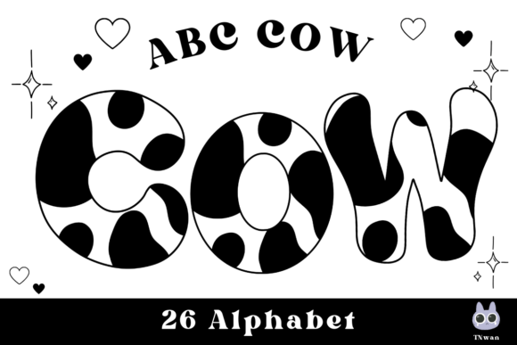 Cow Alphabet Letter Retro Animal Doodle: A Playful Creative Asset