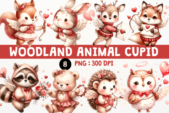 Enchant Your Designs: Watercolor Woodland Animal Cupid Clipart