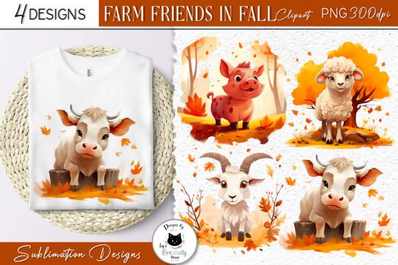 Farm Animal Clipart: Autumn Designs for Fall Projects