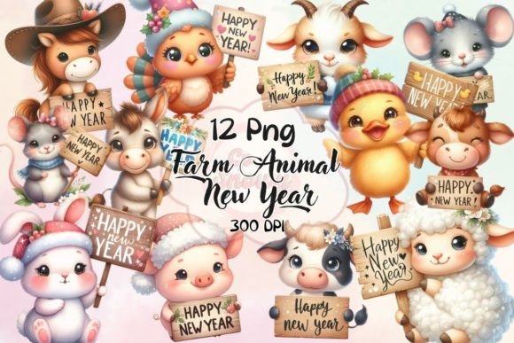Farm Animal Happy New Year Sublimation: Design Trends