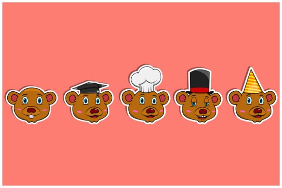 Head Bear Animal Sticker Set: Versatile Vector Charm for Any Project
