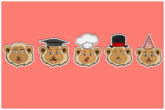 Head Lion Animal Sticker Set: A Roaringly Versatile Design Asset