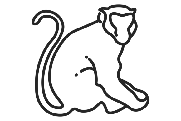 Monkey Line Icon: Your Jungle Animal Zoo Asset