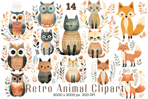 Retro Animal Clipart: Vintage Charm for Modern Design