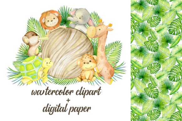 Safari Animal PNG: Tropical Seamless Pattern & Clipart