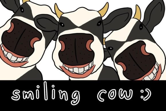 Smiling Cow, Lovely Animal: A Charming Design Asset for Every Creator