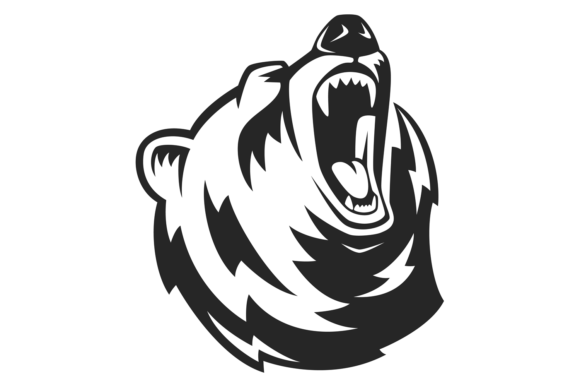 Unleashing Power: The Bear Head Logo Aggressive Animal Black Icon