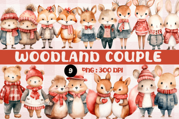 Whimsical Woodland Charm: Using Animal Couple Clipart