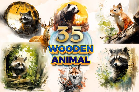 Wooden Animal Clipart & Sublimation 7: A Designer’s Toolkit